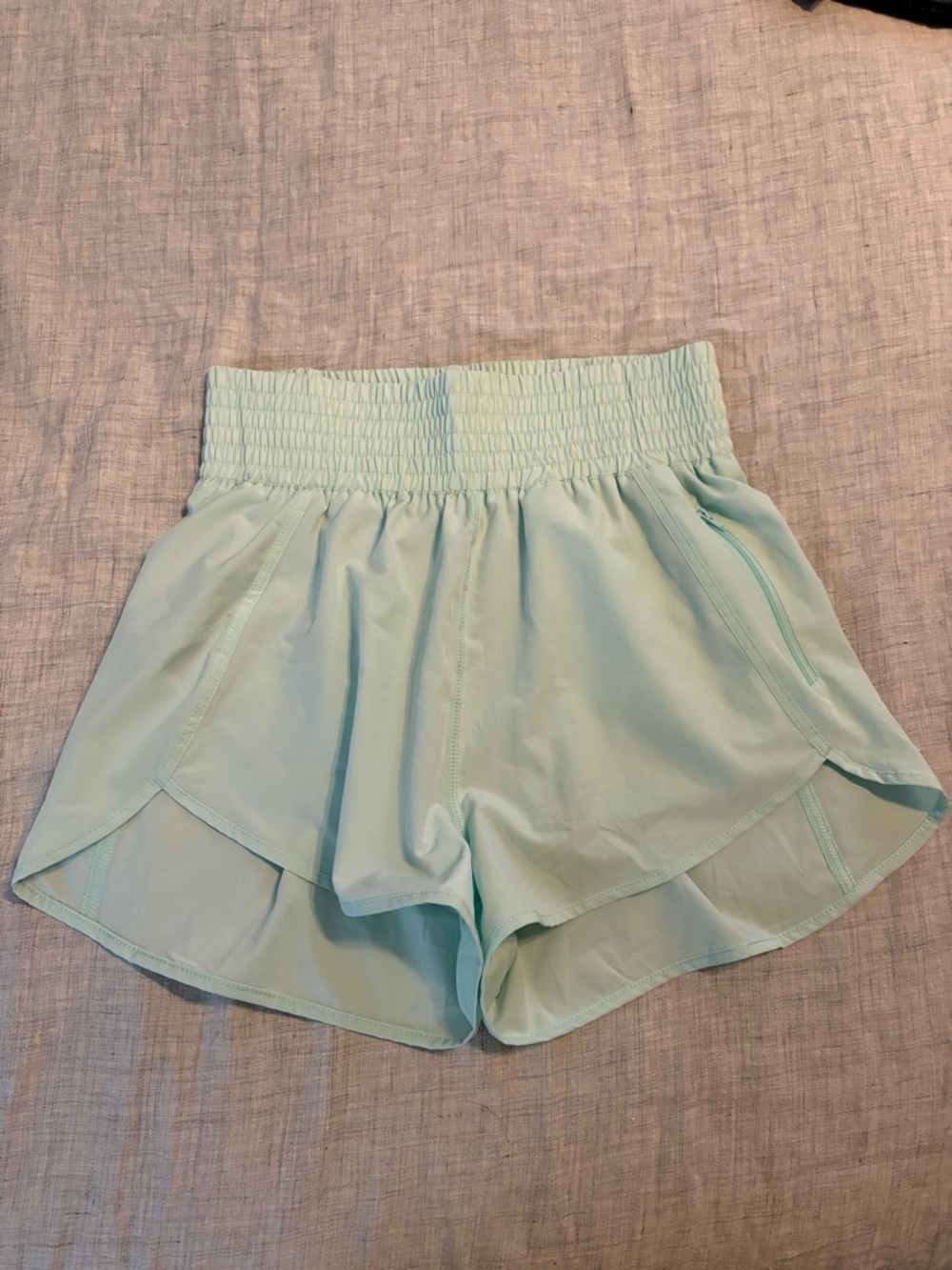 Amazon Light Aqua Women's Athletic Shorts with Smocked Waistband
